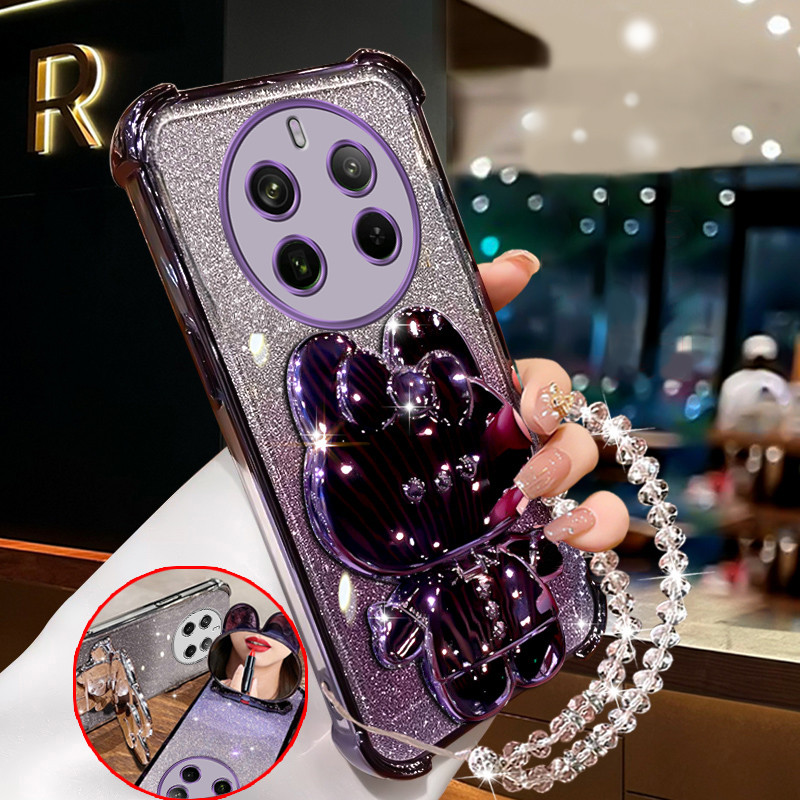 กันกระแทก เคสสําหรับRealme 12 pro 5g realme 12 PLUS + 5Gประกายสีชมพูเคสโทรศัพท์กระต่ายกระจกแต่งหน้าพร้อมที่วางซิลิโคนTPU Soft case XXXDA ราคา ถูกที่สุด ดีลบีเคเค แกลเลอรีภาพที่ 7