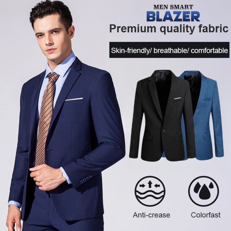 ผู้ชายอย่างเป็นทางการสวมใส่เสื้อเบลเซอร์สไตล์และสง่างามสูททักซิโด้เหมาะสําหรับสํานักงานหรือเหตุการณ์