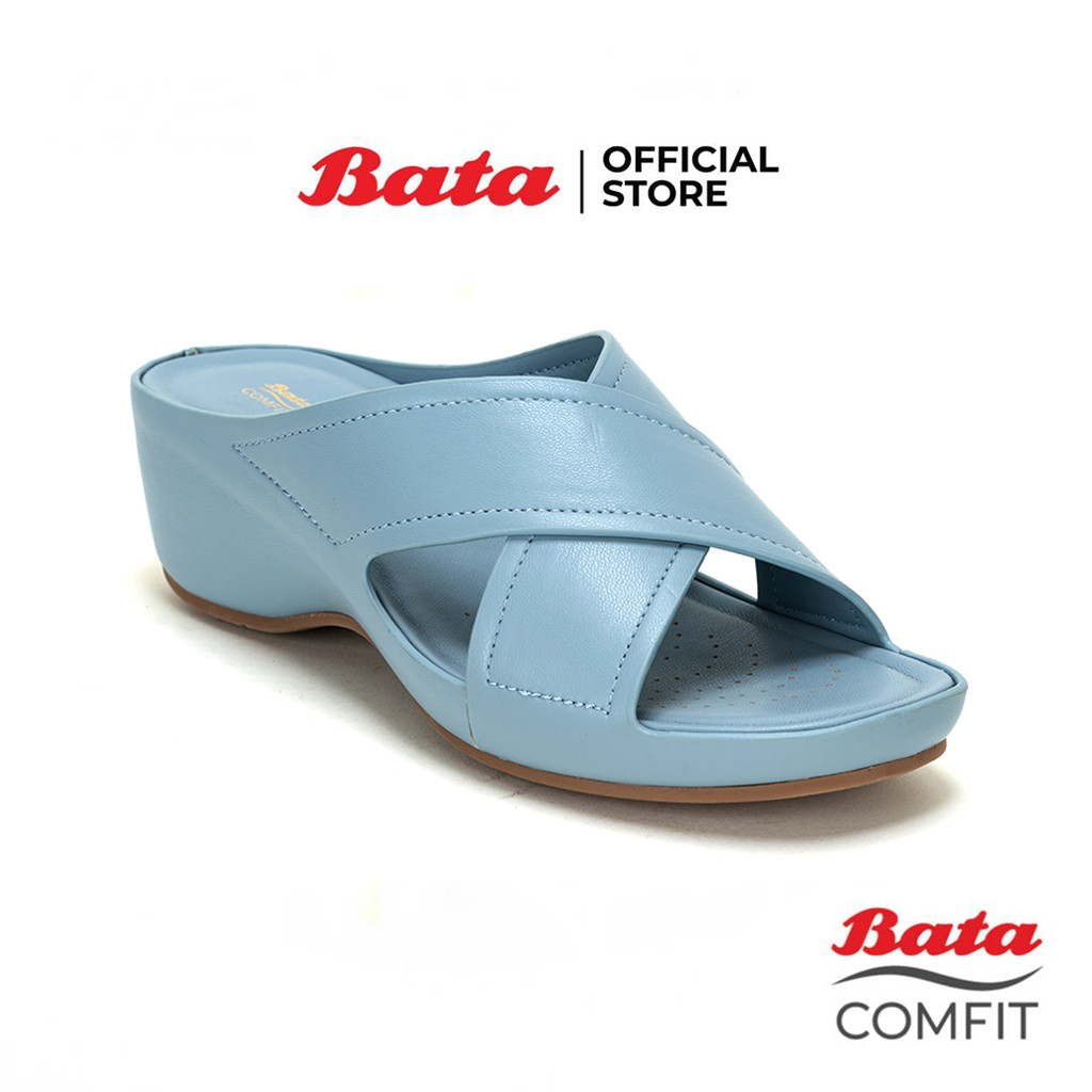ฺBata บาจา Comfit รองเท้าเพื่อสุขภาพ แบบสวม รองรับน้ำหนักเท้าได้ดี สูง 2 นิ้ว สำหรับผู้หญิง สีน้ำเงิน รหัส 6019007