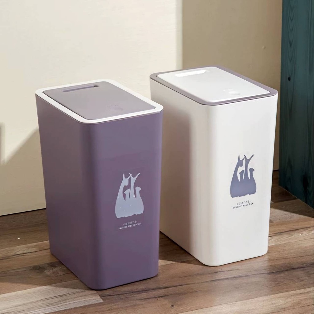 ถังขยะฝากด ไว้ในห้องนอน เก็บกลิ่น ฝาปิดป๊อปอัพ  ถังขยะมินิมอล - รูปที่ 3