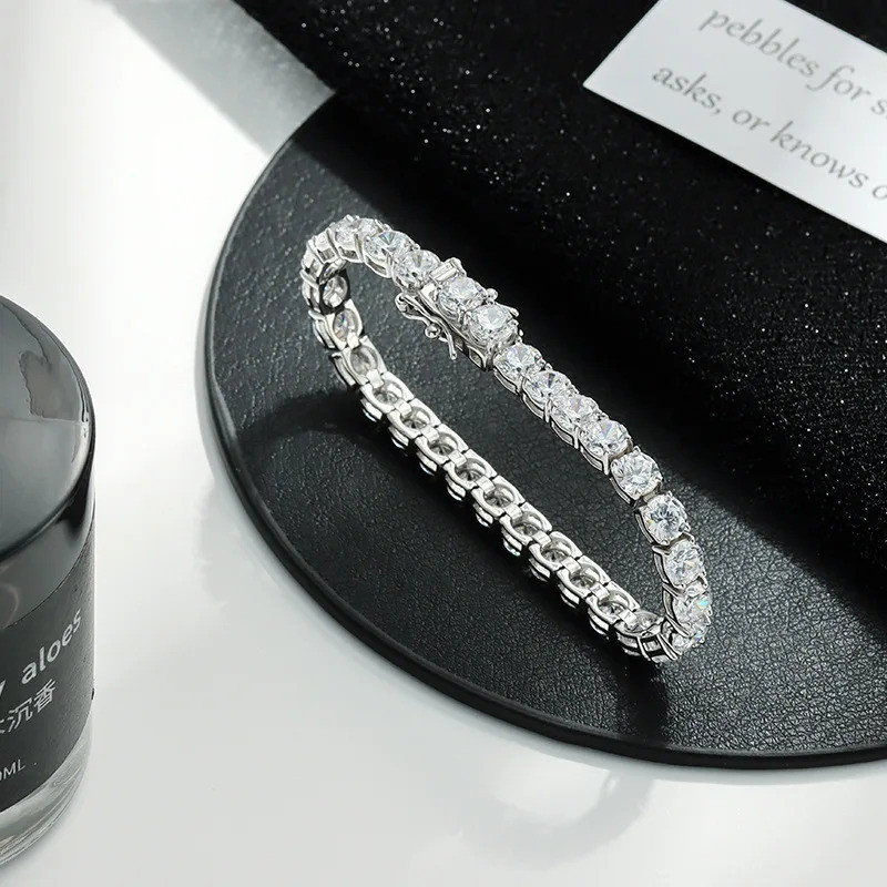 ทองและเงินชุบ5มิลลิเมตรเพทายเทนนิสโซ่สร้อยข้อมือสําหรับผู้หญิงผู้ชายของขวัญ - รูปที่ 2