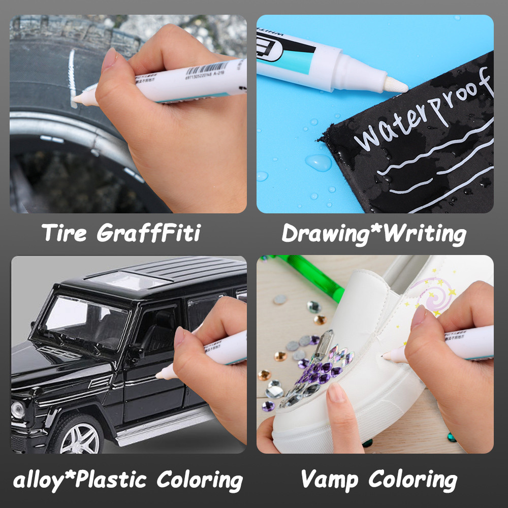 0.7 มม. 1 มม. 2.5 มม. สีขาวมันอะคริลิค เครื่องหมาย ปากกาสี - กราฟฟิตี ปากกากันน้ําดินสอเจลถาวร - ยางโน๊ตบุ๊คแก้วจิตรกรรมปากกา - รูปที่ 5