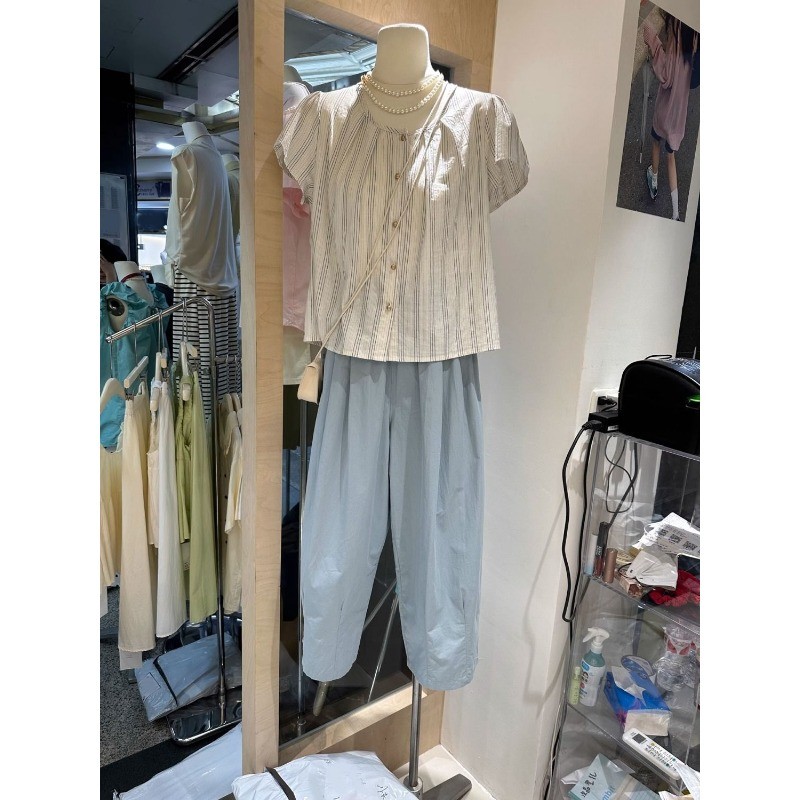 LINNA~เวอร์ชั่นเกาหลี แถบ แขนสั้น เสื้อเชิ้ต เวอร์ชั่นเกาหลี สไตล์ใหม่