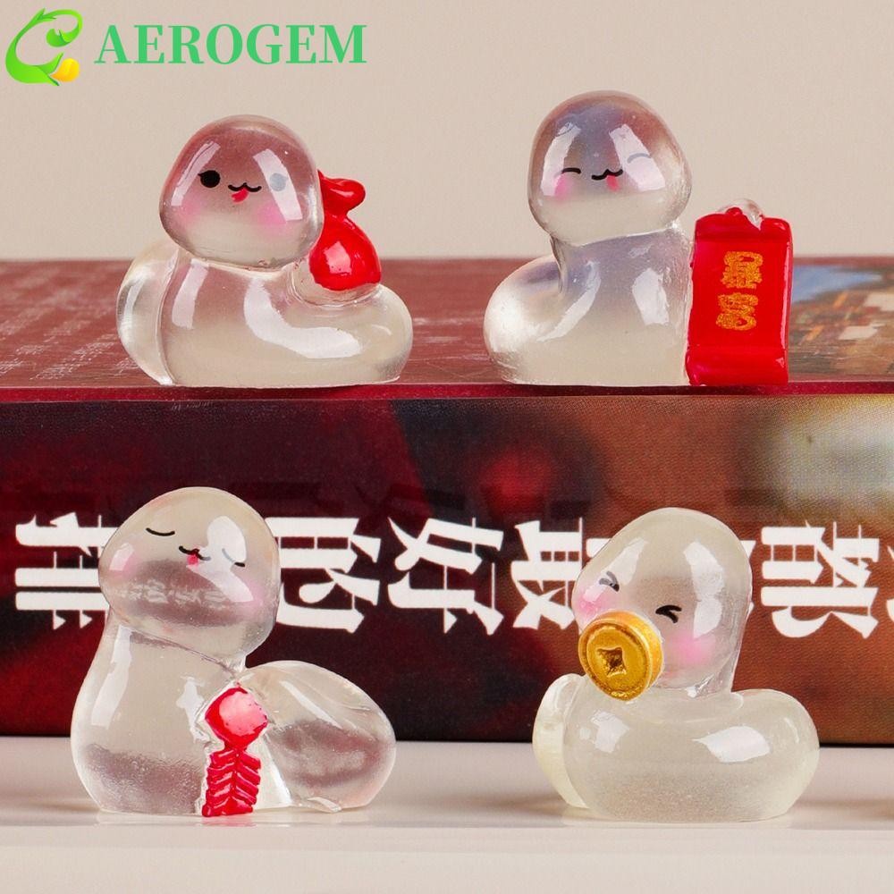 แอโรเกม ส่องสว่างฟอร์จูนงูหุ่น,น่ารักเรืองแสงในที่มืดมินิปีใหม่งูรูปปั้น,ราศีงูเรซิ่นหัตถกรรมพรโชคดีงูขนาดเล็กเครื่องประดับบ้านอุปกรณ์สํา