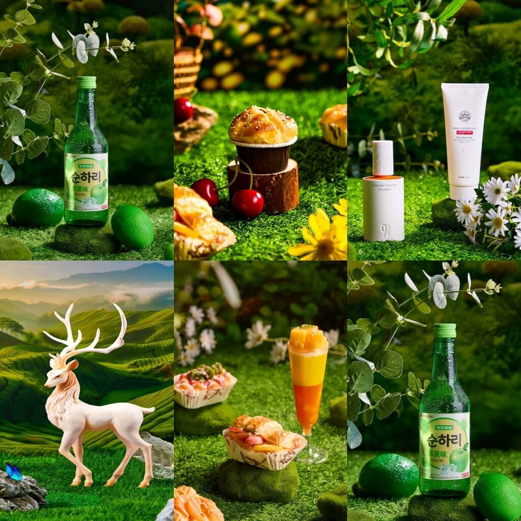 ฉากถ่ายรูปสินค้า 3มิติ ลายป่าไม้ ภูเขา น้ำตก ธรรมชาติ Forest Photography background