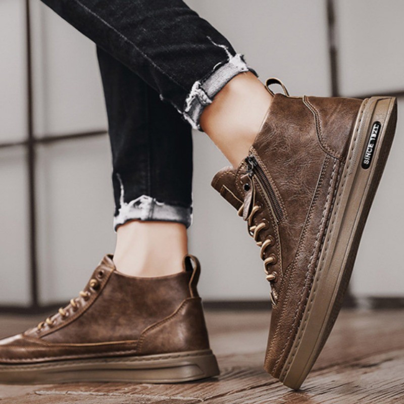 รองเท้าบู๊ท Martin ของผู้ชายพร้อมกำมะหยี่เพื่อให้รองเท้าหนังลำลองสำหรับผู้ชายเพิ่มความสูงในฤดูใบไม้ผลิรองเท้าธุรกิจ - รูปที่ 5