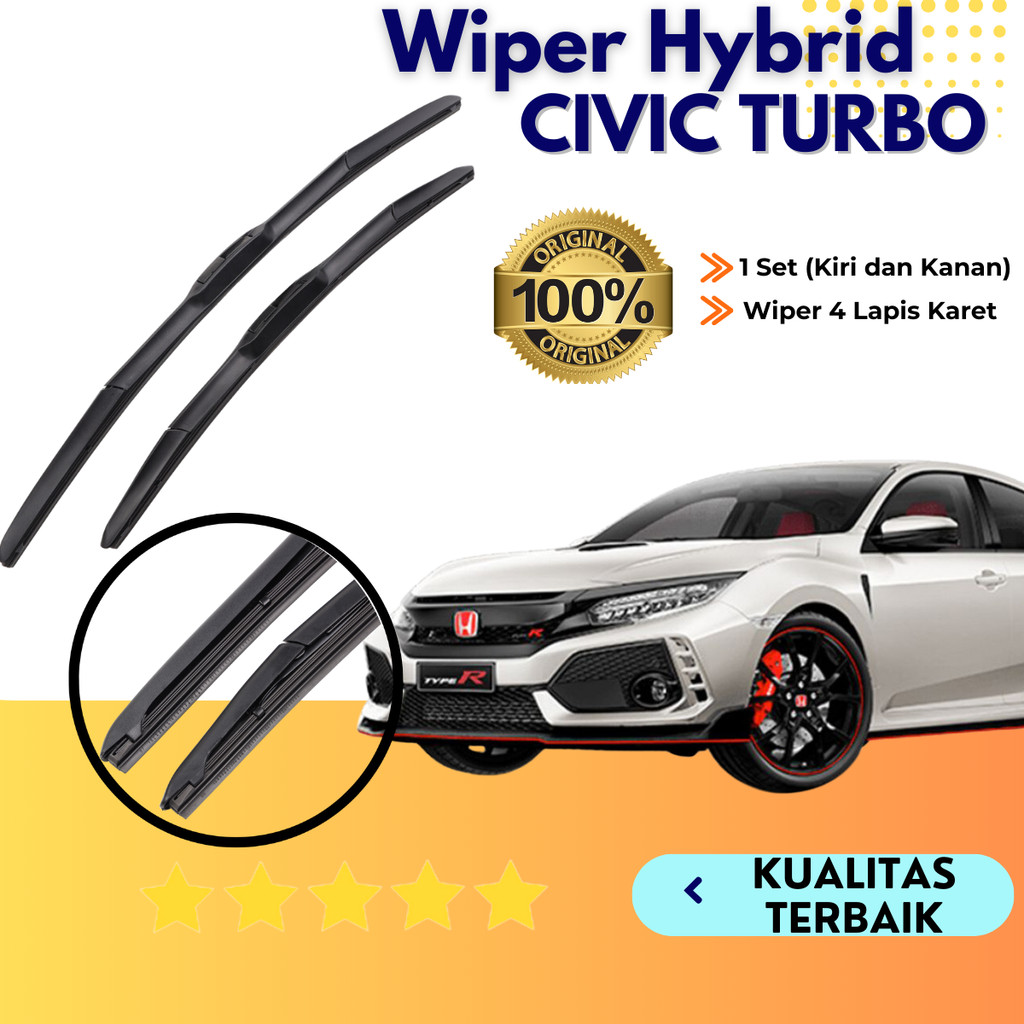 ยางปัดน้ําฝน Quad 4 ยาง Honda Civic Turbo Type R Frameless 1 ชุดซ้ายและขวาไม่มีกรอบเหล็ก
