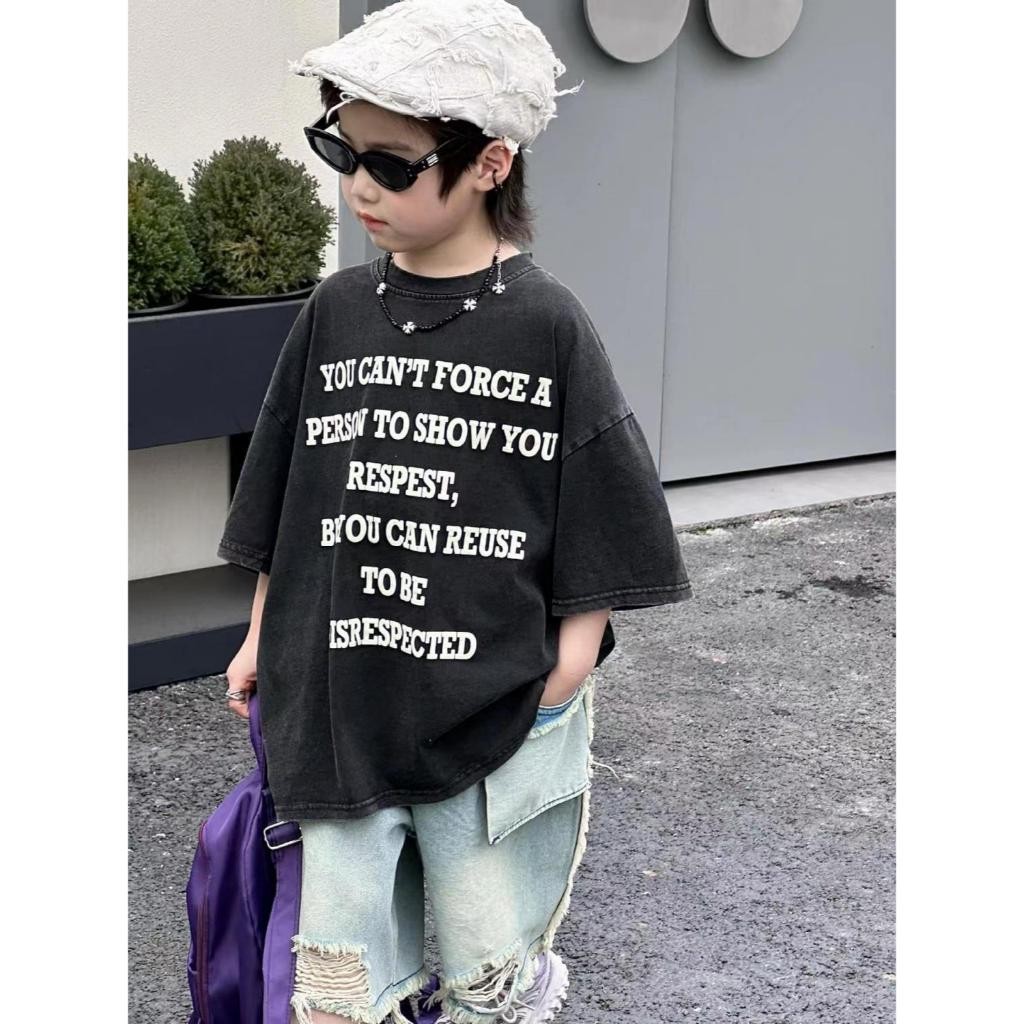 (จัดส่งตลอด 24 ชั่วโมง)ฤดูร้อนเด็กเสื้อยืดเด็กเสื้อแขนสั้นทุกการแข่งขันเวอร์ชั่นเกาหลีอินเทรนด์เย็นสไตล์ด้อยผ้าฝ้ายแท้