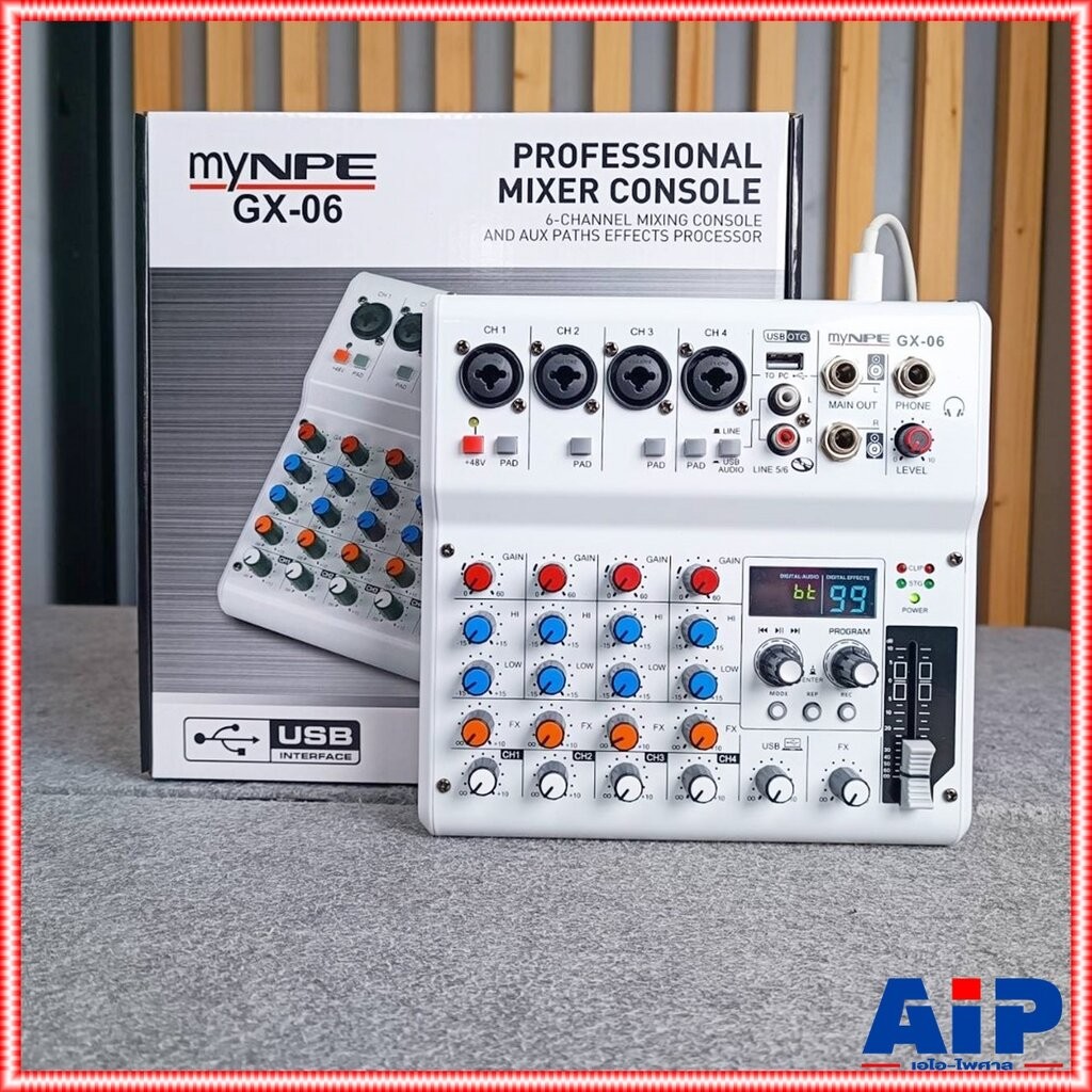 MYNPE GX-06 mixer มิกเซอร์อนาล็อก 6 แชนแนล บลูทูธ Bluetooth mixer เอฟเฟคแท้ 99DSP GX 06 GX06 เอไอ-ไพ