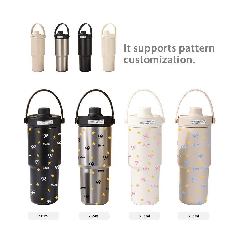 Breeze Cup [735ml Large Capacity] New Ceramic Car Ice Master Cup Large Capacity 316 Portable Insulated Straw Cup 30oz High Value Coffee Mug Tea Separator Cup HBPS
