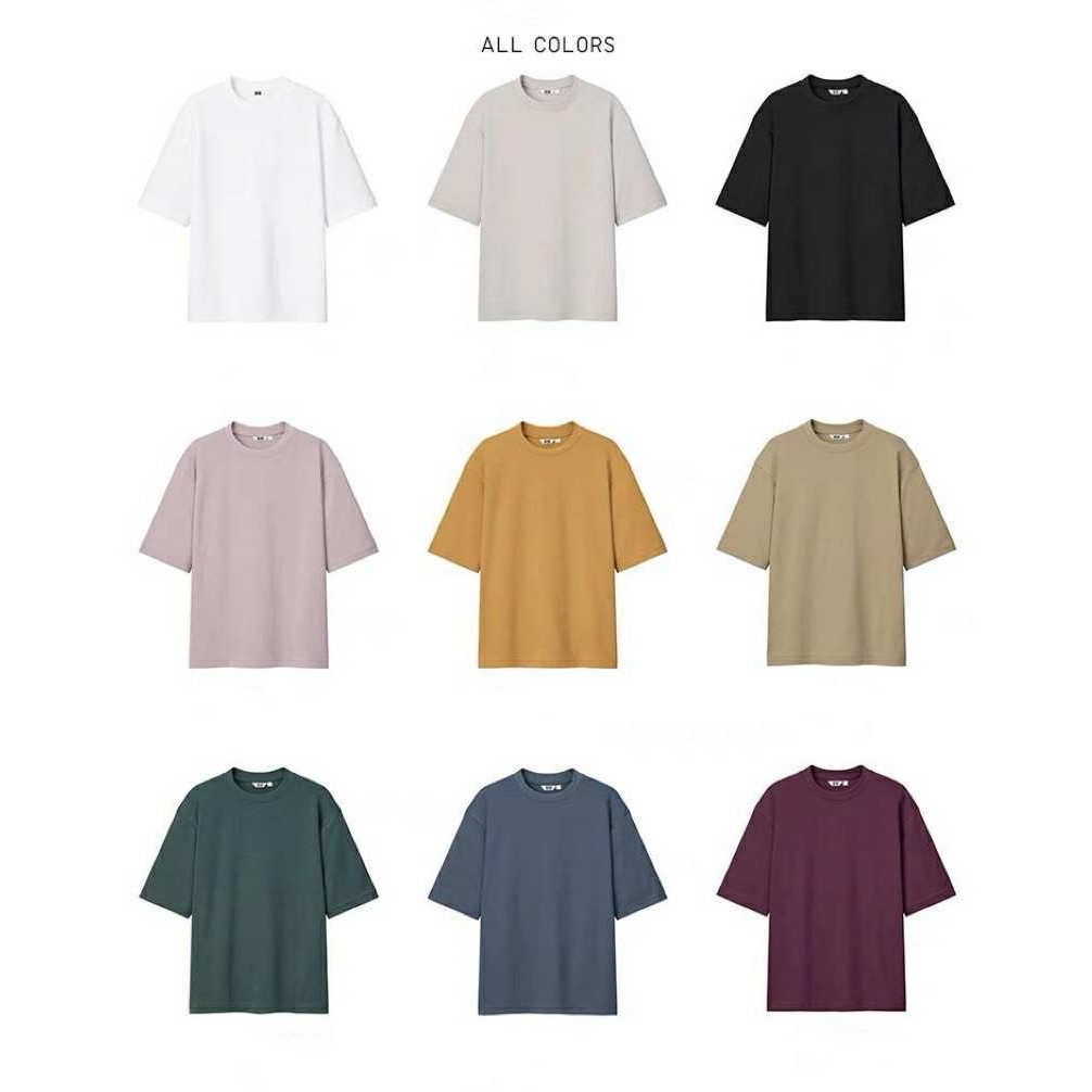 เสื้อยืด U AIRism คอตตอน คอกลม ทรงหลวม Oversize
