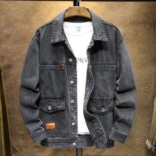 MNO.9 Jacket Jeans 8008 เสื้อยีนส์ชาย แจ็คเก็ตยีนส์ เสื้อยีนส์แขนยาว เสื้อเชิ๊ตชาย เสื้อกันหนาว เทา ดำ และยีนส์