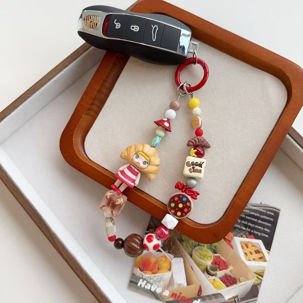 ใหม่สร้างสรรค์การ์ตูน สูญหาย โดนัทลูกอมสีเรซิ่นลูกปัดเชือกเส้นเล็กโทรศัพท์มือถือโซ่พวงกุญแจกระเป๋าแขวน - รูปที่ 6