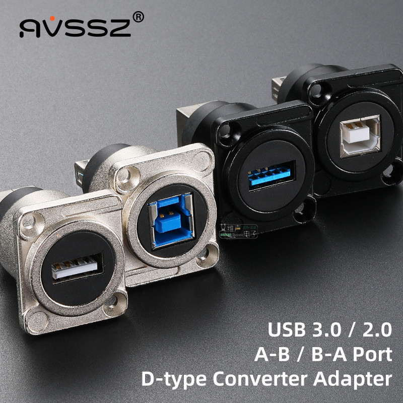 AVSSZ USB 3.0 2.0 อะแดปเตอร์ A ถึง B, B ถึงชายหญิง AUSB2.0-AB-B AUSB2.0-BA-B AUSB2.0-BA-B Converter Connector Two-way Solderless ซ็อกเก็ตสําหรับกล้องคอมพิวเตอร์ซ็อกเก็ต MP3 D-type