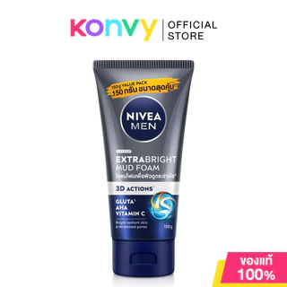 NIVEA Men Foam นีเวีย โฟมล้างหน้าสำหรับผู้ชาย 150g (Oil Clear/Extra Bright/Extra Bright Mud/Deep Acne Scrub)