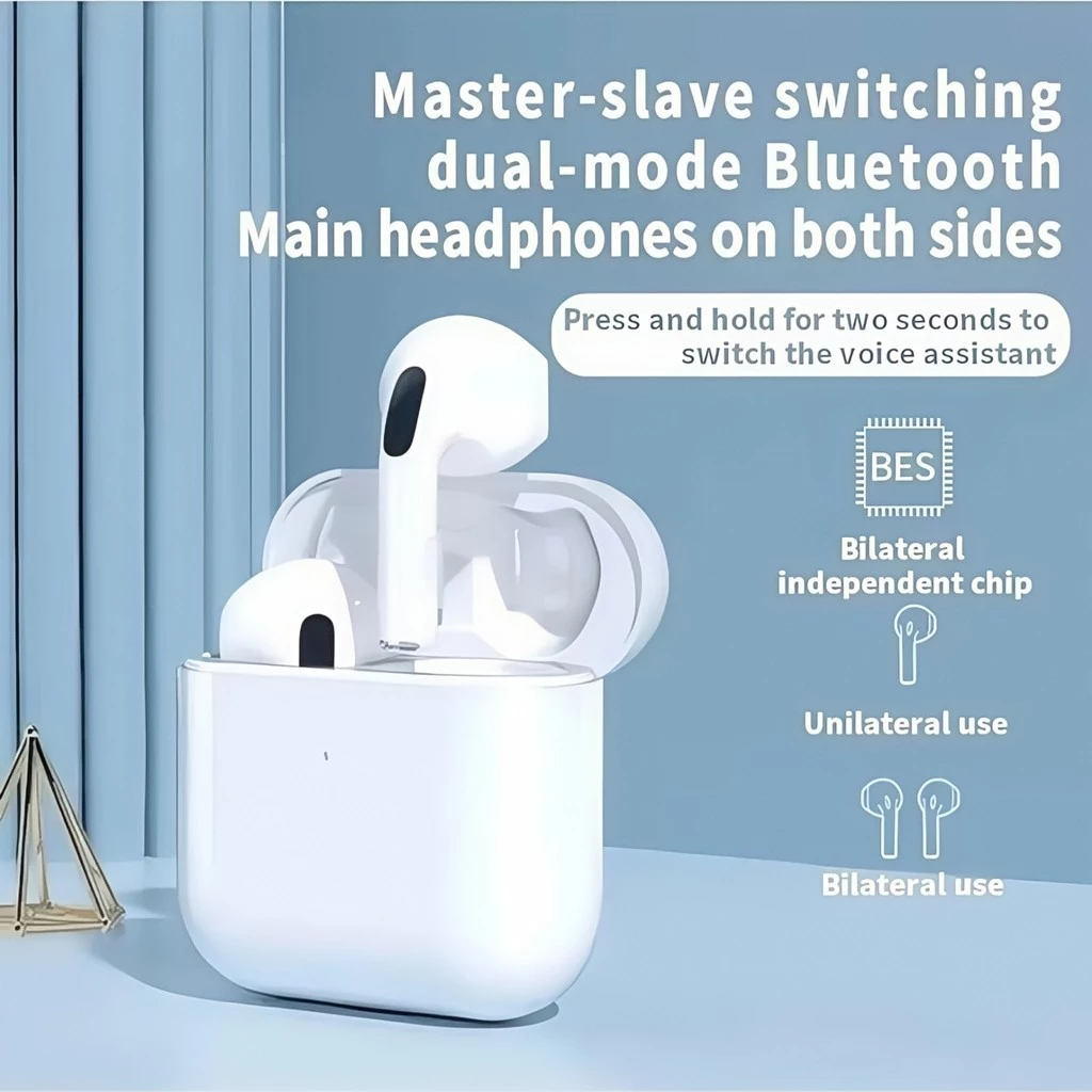 หูฟังบลูทูธขนาดเล็ก 5.0 in Ear Wireless Pro4 Earbuds การโทรด้วยเสียงที่ชัดเจน สัมผัสหูคู่อัจฉริยะ เหมาะสําหรับสมาร์ทโฟนพร้อมฟังก์ชั่นบลูทูธ thumbnail 3
