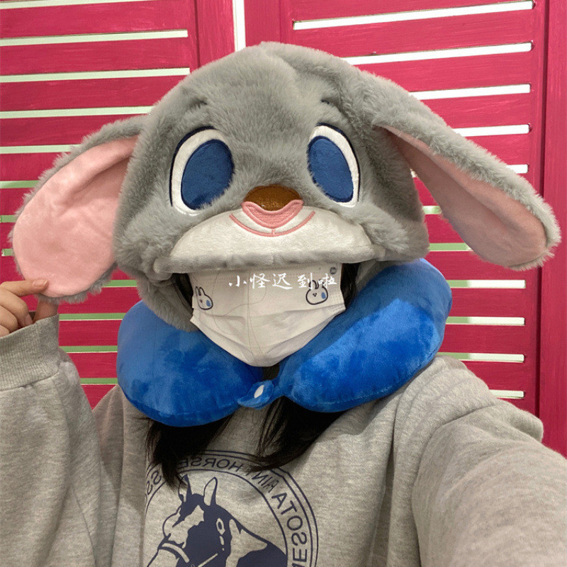 COD หมอนรูปการ์ตูน หมอนรองคอ ทรง U หมอนรองคอมีหมวก หน่วยความจำยืดหยุ่นนุ่มสบาย เหมาะสำหรับการเดินทาง - รูปที่ 3