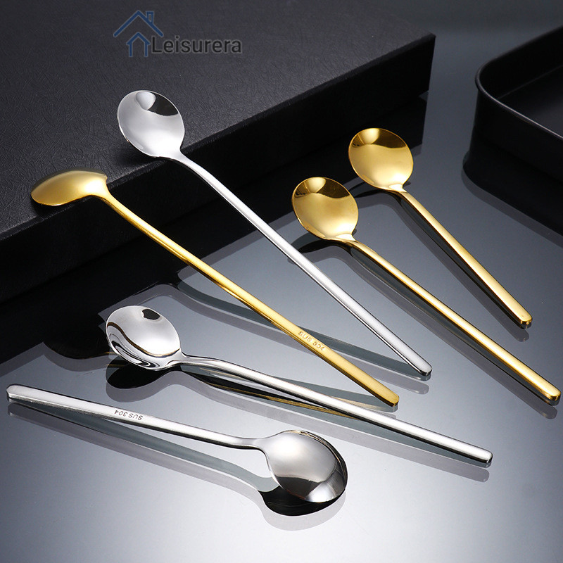 ✨ช้อนข้าวกลมเล็กสีทอง ช้อนสแตนเลส ช้อนกาแฟด้ามยาว🍀 - รูปที่ 7