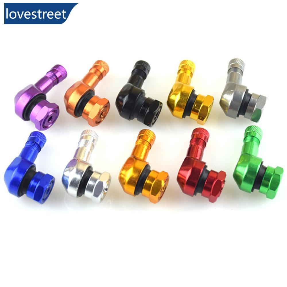 LOVESTREET CNC อลูมิเนียมรถจักรยานยนต์ข้อศอกขอบ 90 องศามุมวาล์วมอเตอร์ไซด์ล้อยาง Tubeless วาล์ว Stem