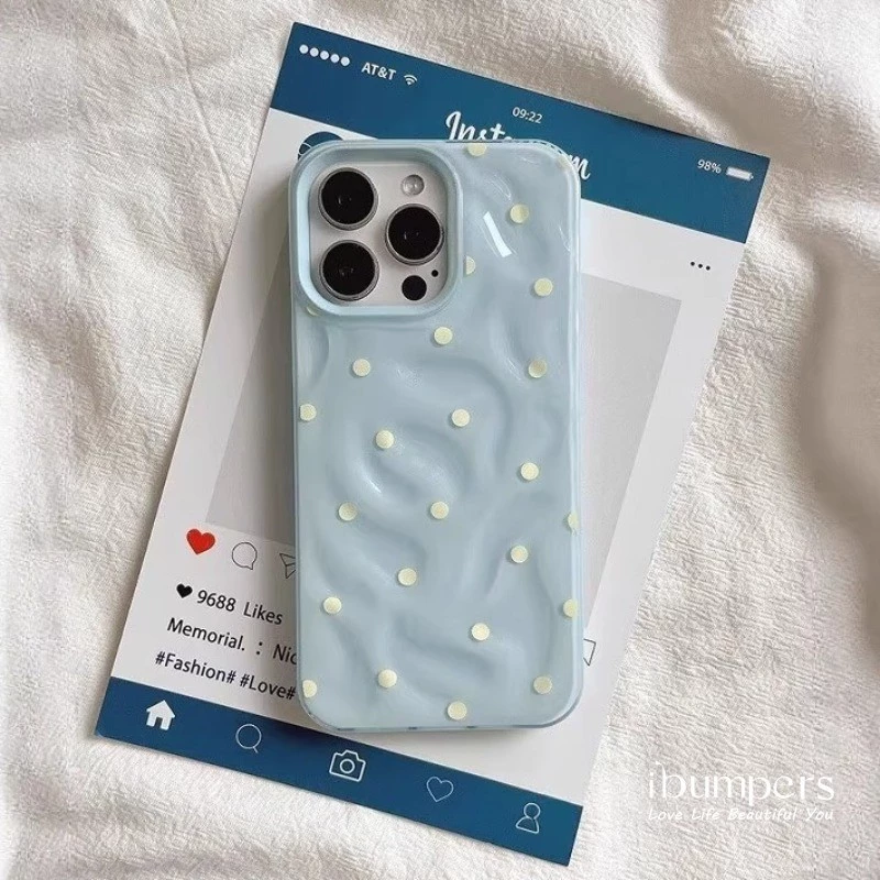 ibumpers เคสไอโฟน เกาหลี Simple Polka Dot Meteorite เคสโทรศัพท์สี Candy สําหรับ iPhone 11 12 13 14 15 16 Pro Max ปกหลังซิลิคอนกันกระแทก thumbnail 3