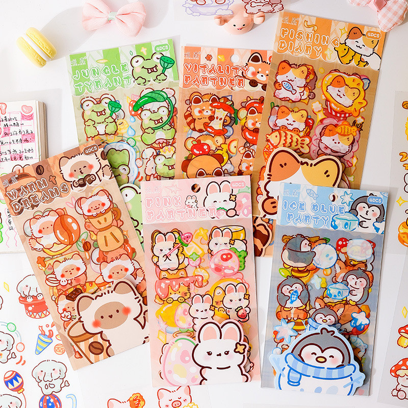 4 แผ่นขี้เล่นขนาดเล็ก Brigade Series สติกเกอร์ PET สมุดภาพ Deco สติกเกอร์ DIY