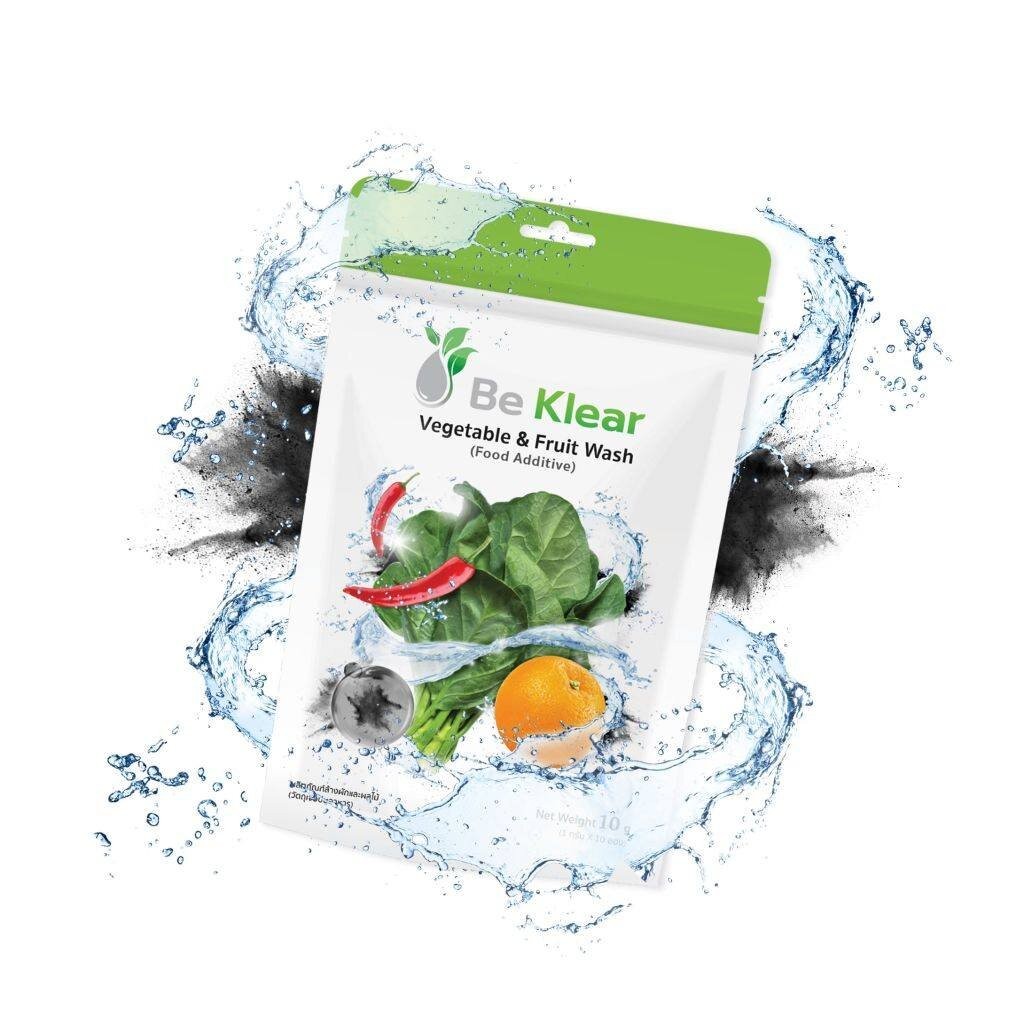 [2ซอง] Be klear ผงล้างผัก Activated Carbon ลดสารเคมีตกค้าง ล้างเชื้อโรค ยืดอายุผักผลไม้ ปลอดภัย Food Grade (1 ซองใหญ่...