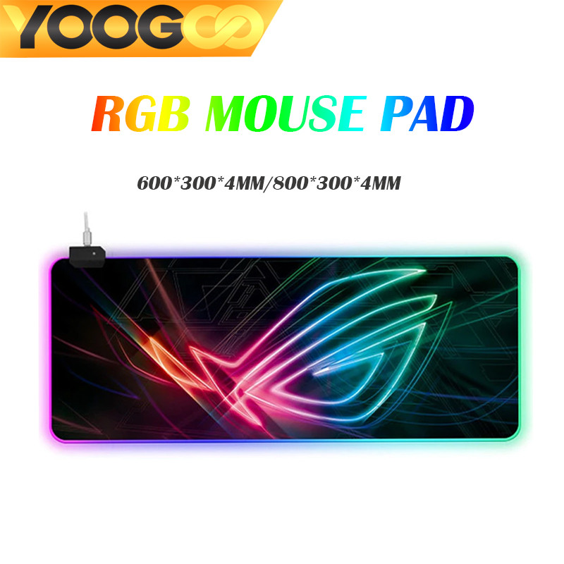 YOOGOO แผ่นรองเมาส์มีไฟ Gaming Mouse Pad แผ่นรองเมาส์ ขนาดใหญ่ RGB 80x30cm หนา4mm ที่รองเมาส์