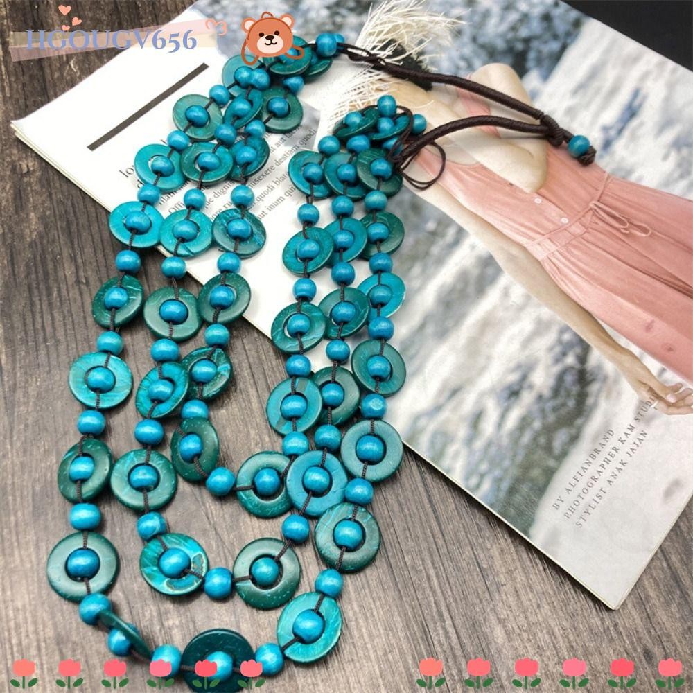 Hgougv656 สร้อยคอไม้ Bib ลูกปัดเครื่องประดับคอแฮนด์เมด