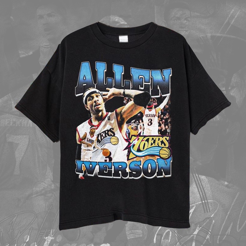 Nba ALLEN IVERSON 76ERS ALLEN IVERSON 76ERS สไตล์วินเทจ สําหรับทุกเพศS-5XL เสื้อยืดคอตตอน