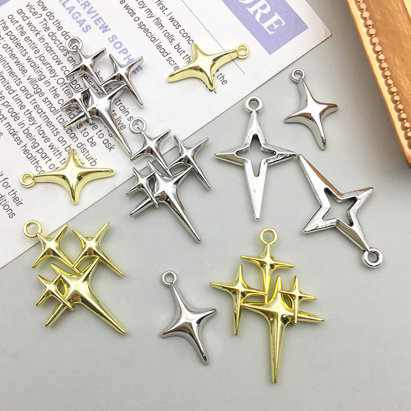 1ชิ้นที่เรียบง่ายฉลุลายไม้กางเขนสี่มุมรูปดาวจี้โลหะผสม DIY สร้อยข้อมือเครื่องประดับจี้สร้อยคอ - รูปที่ 2