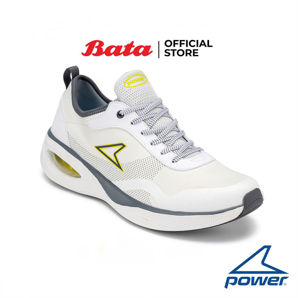 Bata บาจา Power รองเท้าผ้าใบสนีคเกอร์แบบผูกเชือก รุ่น Fizz 300 Eurus สำหรับผู้ชาย สีดำ 8286852 สีขาว