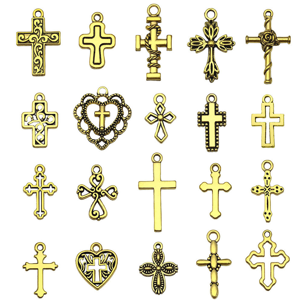 จี้โลหะผสมหัวใจข้ามวินเทจ ห้าสี อุปกรณ์ทำสร้อยข้อมือ DIY - รูปที่ 6