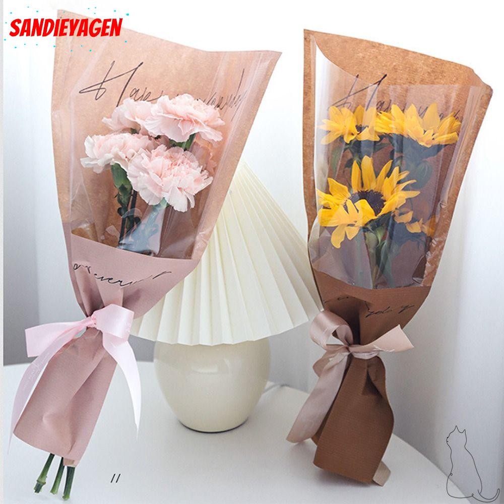 Sandieyn 20/30PCS Rose Packing Sleeve Bag, Wrapping Sleeve Single Rose Bouquet Packing Bag, Plastic Flower Packaging Bag วันวาเลนไทน์