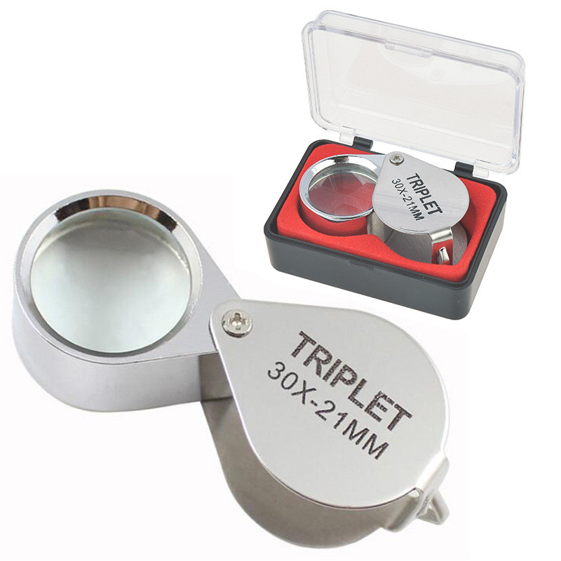 เครื่องประดับโลหะแว่นขยาย Jewelers Eye เครื่องมือนาฬิกาอุปกรณ์เสริม Jewellery พับ Loupe แก้วเลนส์ขยาย Triplet แก้วเครื่องประดับเพชร