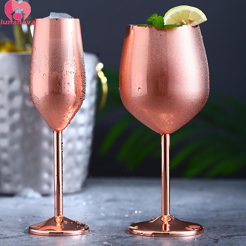 Lunanova ถ้วยแชมเปญสแตนเลส Rose Gold Goblet Bar เครื่องมือร้านอาหารแก้วค็อกเทล