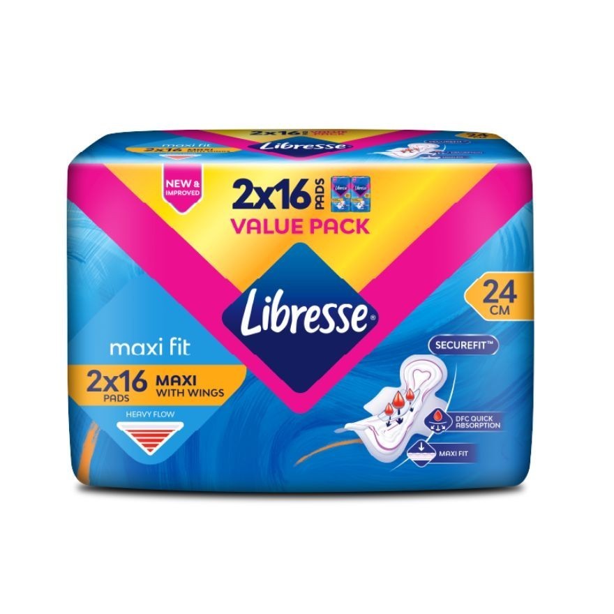 LIBRESSE Maxi Wings ผ้าอนามัยแบบใช้แล้วทิ้ง 24 ซม. 2x16s