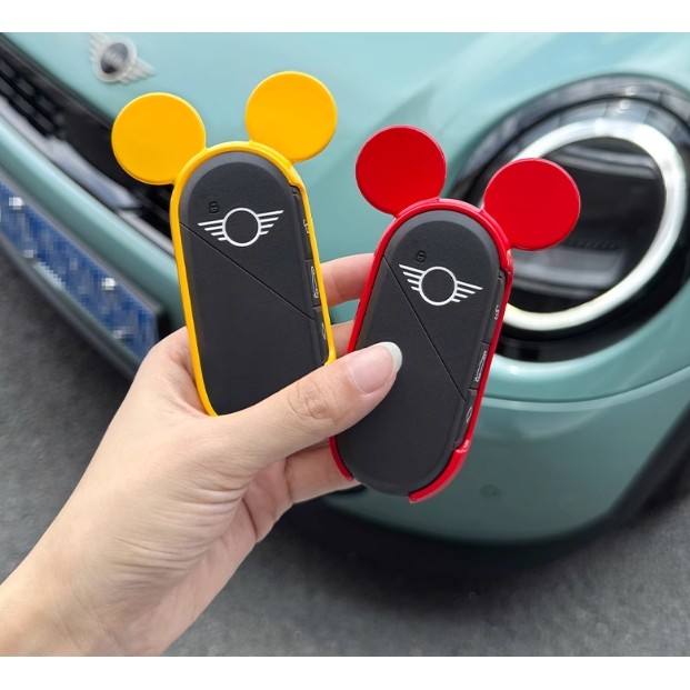 New MINI COOPER electric car key cover, cartoon Mickey shape, for women only, F66, F65, U25, J01, J05, COUNTRYMAN key glossy protective case