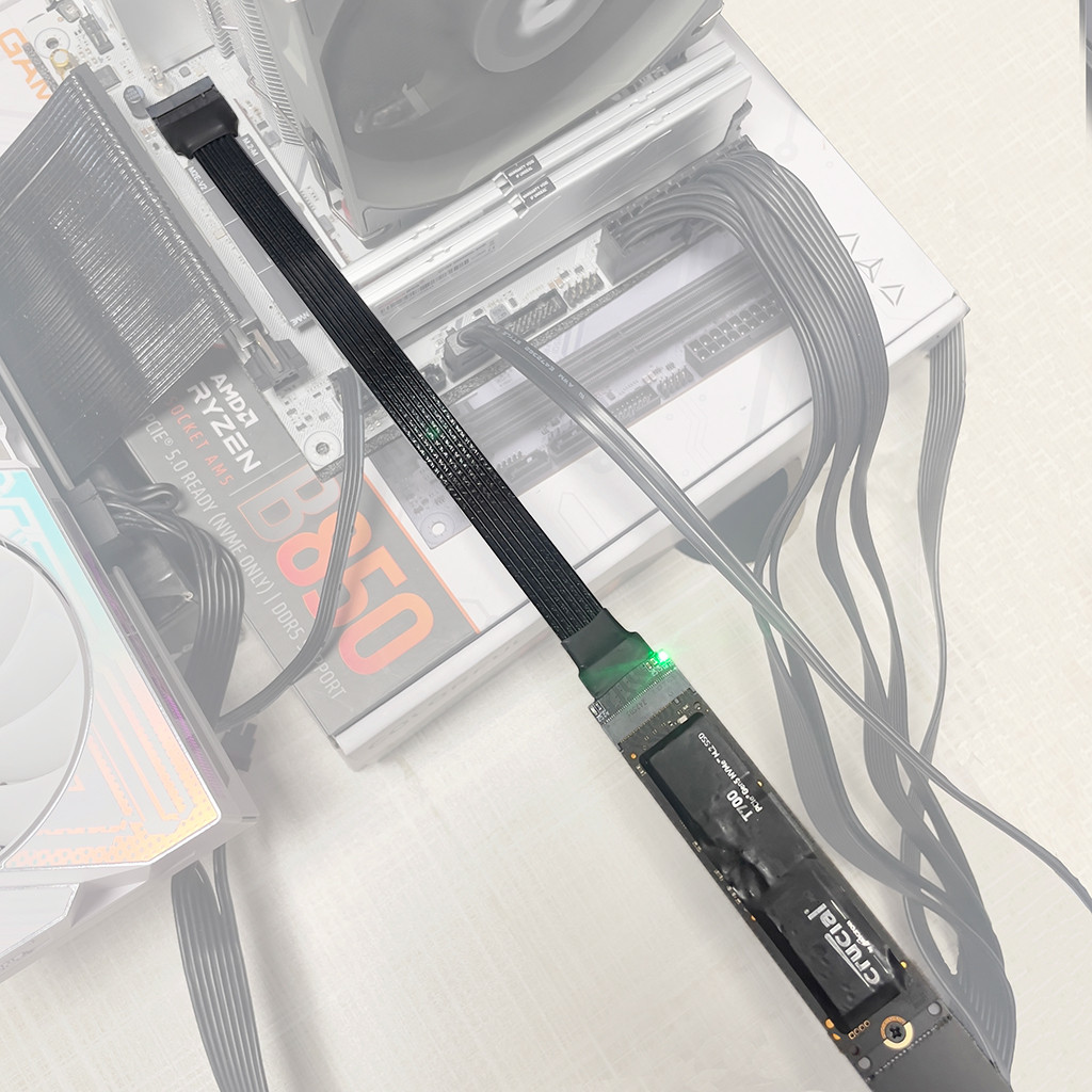 PCIE 5.0 X4 GEN5 SSD อะแดปเตอร์สาย M.2-Mkey สาย 128GBPS สําหรับ M.2 2280 22110 NVME SSD Silver-plate