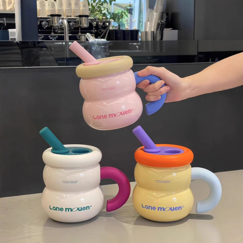 ในสต็อก, สดน่ารัก Lane Mouen Lane Mouen Gourd Thermos Cup สาวกล่องของขวัญมูลค่าสูงสํานักงานความจุขนาดใหญ่เดสก์ท็อปถ้วยฟาง