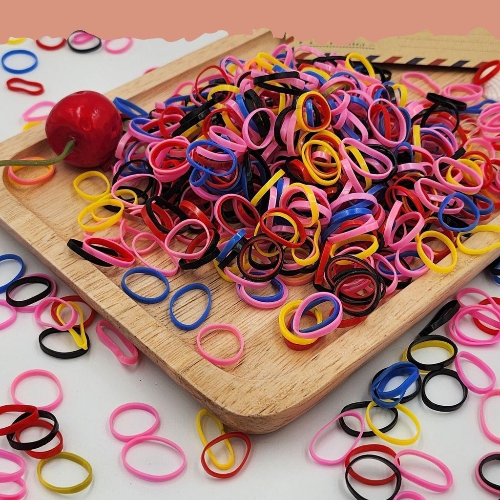 หนังยางเส้นจิ๋ว หนังยางรัดผมหนา หนังยางรัดผมถูกๆ ยางรัดผมขนาดจิ๋ว ยางผูกผม หนังยางไม่กินผม - รูปที่ 2