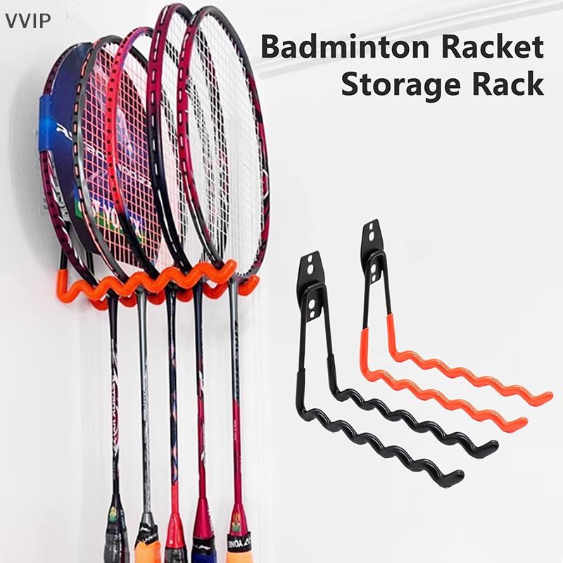 VVTH ผู้ถือแร็กเก็ตติดผนังไม้เทนนิสผู้ถือไม้แบดมินตัน Wall Wave Hook Storage ถือหลาย Racquets Rack VVTH