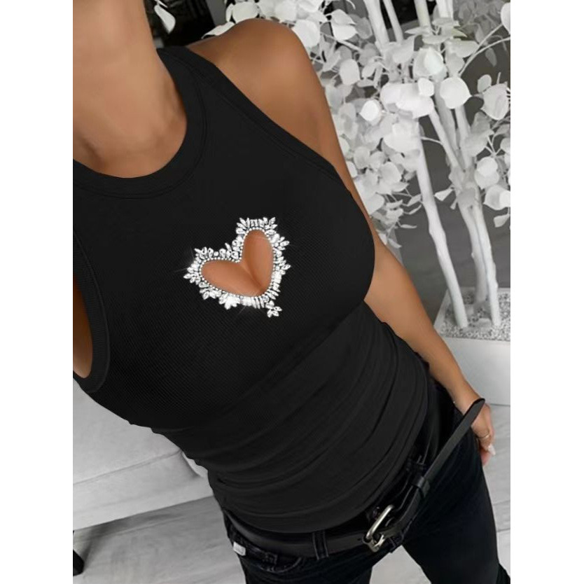 2025 เสื้อกั๊กแขนกุดกลวงหัวใจหรูหราสไตล์ใหม่ลําลองสบาย nx3ยู