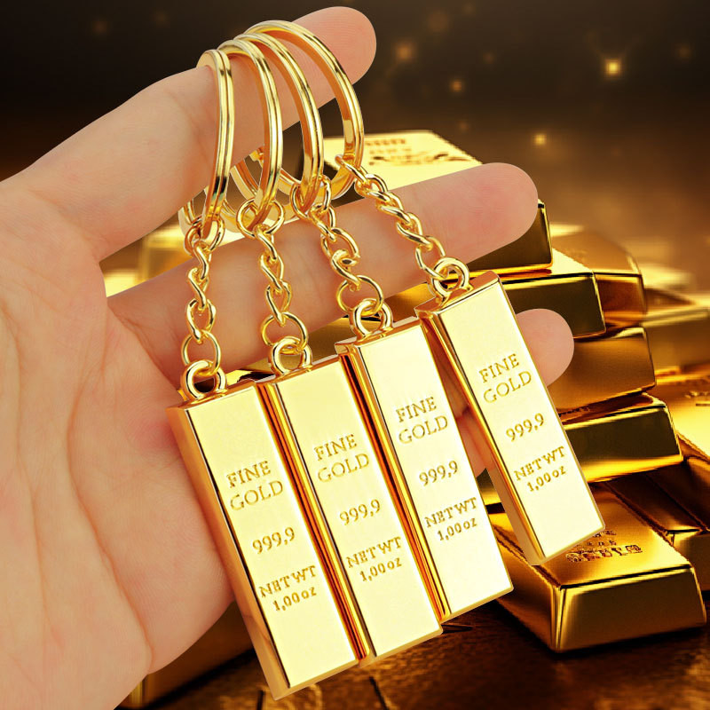 Creative Gold Bar Shape Key Chain จําลองอิฐทอง Key แหวนผู้ชายกุญแจรถจี้ Party ของขวัญของที่ระลึก