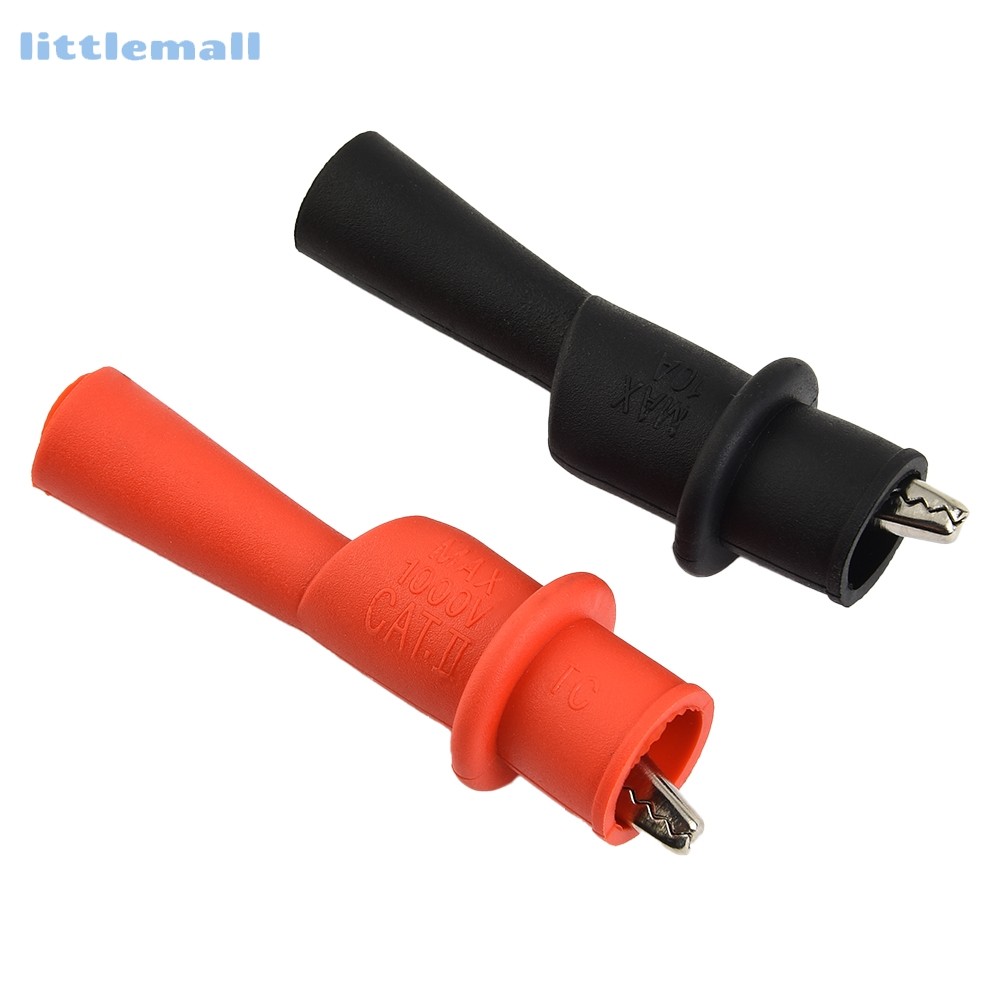 1 คู่เคล็ดลับลวดคลิปทดสอบ Clamp สีแดง + สีดําสําหรับ Multi-Meter Tester AC DC 10A 1000V