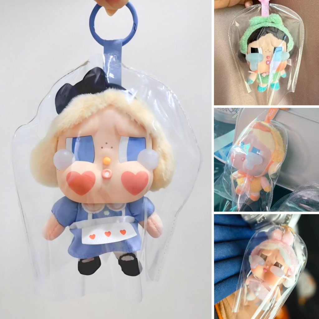 Crybaby Crying Again กระเป๋าแขวนแบบใส, กระเป๋า Labubu, กระเป๋า PVC, ป้องกันฝุ่น