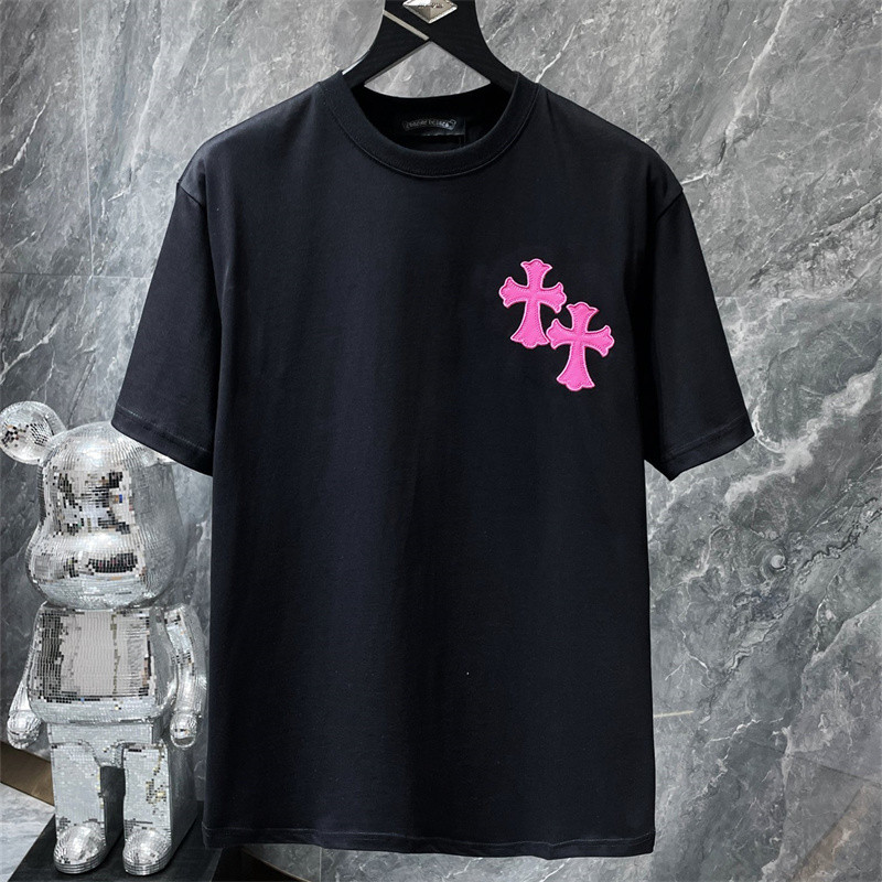 เสื้อยืดสตรีทสไตล์ผู้ชายและผู้หญิง หนังกีบม้าไขว้พลัสไซส์ลําลองแขนสั้นท็อปส์ - รูปที่ 3