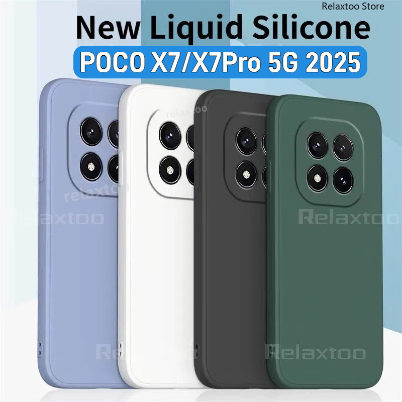 สําหรับ PocoX7 Pro 2025 สแควร์ซิลิโคนเหลวสําหรับ Xiaomi POCO X7 X7Pro PocoX7 Pro PocoX7Pro 5G 4G Soft TPU คู่เคสโทรศัพท์แฟชั่นกล้องป้องกันกันกระแทกปกหลัง