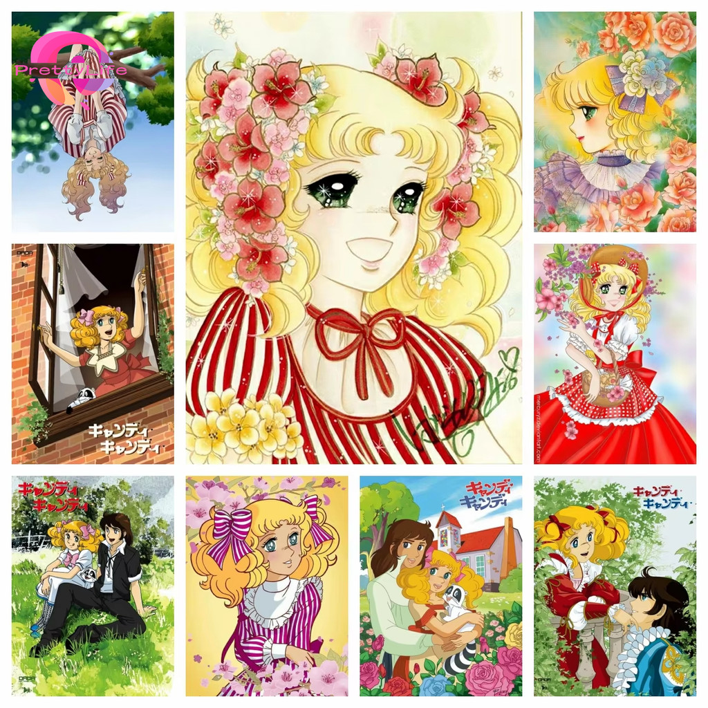 PLอะนิเมะมังงะCandyอะนิเมะ5DเพชรจิตรกรรมชุดคริสตัลCross Stitch Asของขวัญตกแต่งผนัง30x40ซม./40x50ซม./50x65ซม.