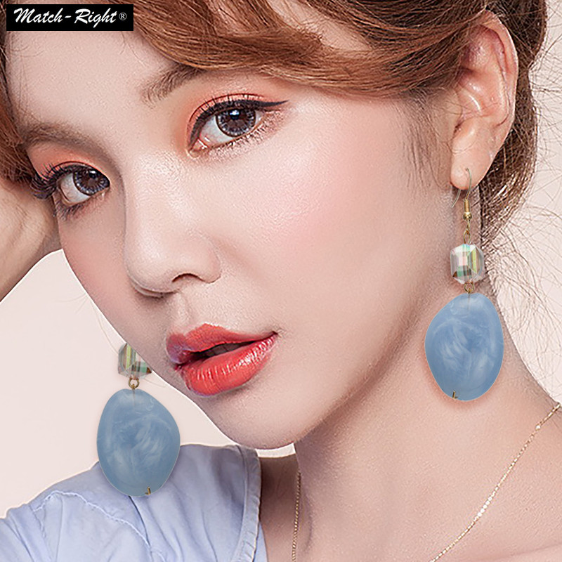 Retro Multicolor อะคริลิคลูกปัด Marble Drop ชาติพันธุ์ Boho ต่างหูเรขาคณิตหินจี้ Vintage ต่างหู