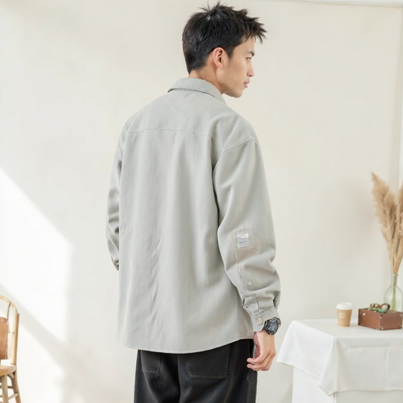 Eershenshi เสื้อเชิ้ตผู้ชายอินเทรนด์ Vibe สไตล์เกาหลี Pu Shuai เสื้อเชิ้ตผู้ชายสไตล์อเมริกัน ราคา ถูกที่สุด ดีลบีเคเค แกลเลอรีภาพที่ 6